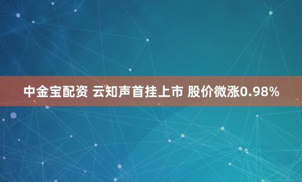中金宝配资 云知声首挂上市 股价微涨0.98%